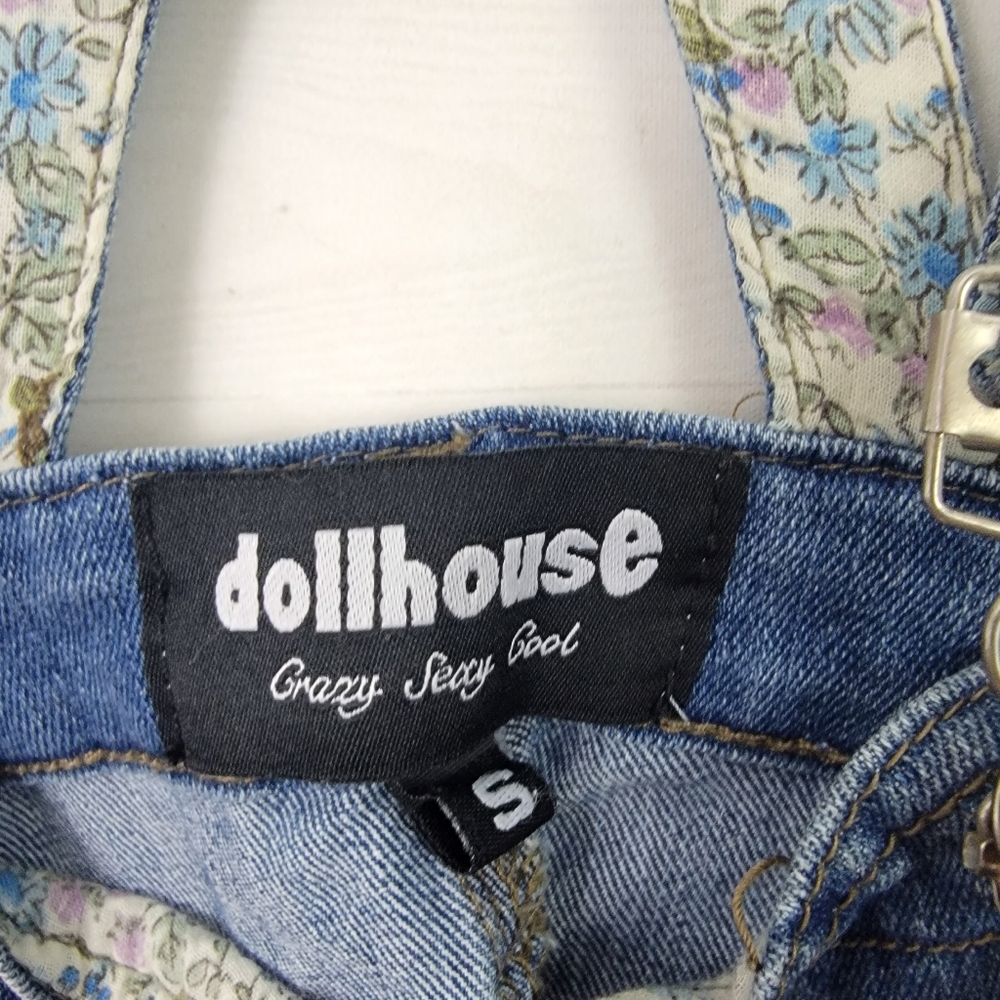 Small Distressed Denim Overall Shorts - Picture 4 of 5